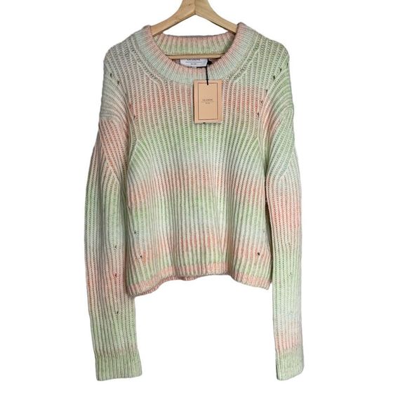 La Ligne Ribbed Space Dye Crew Pullover Sweater Cream Peach Seafoam Size Large - Picture 8 of 16